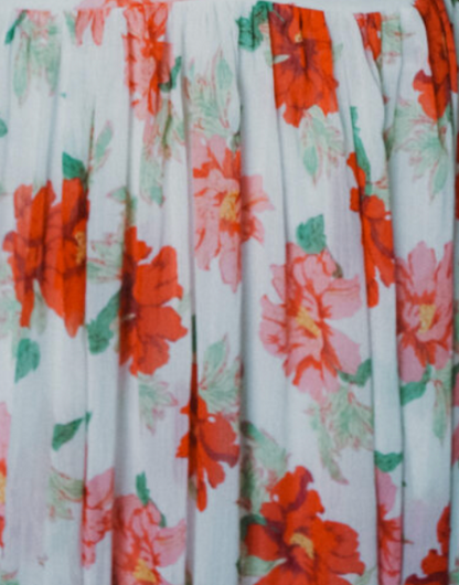 Red & Pink Floral Deep V-Neck Maxi Dress